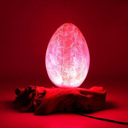 Tischleuchte mit Lampenschirm in Eierform mit Crackle-Effekt – Orange