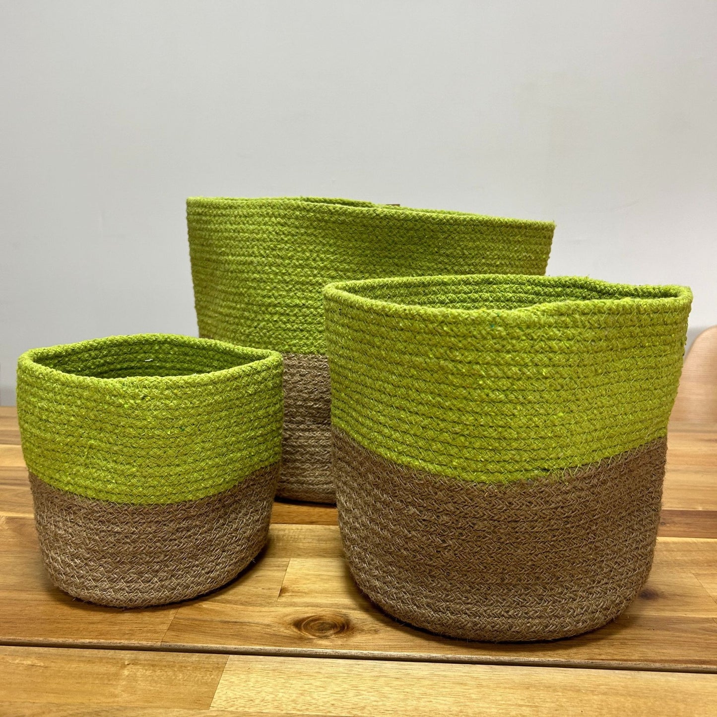 Conjunto de 3 cestas de almacenamiento de cuerda de algodón - Pistacho