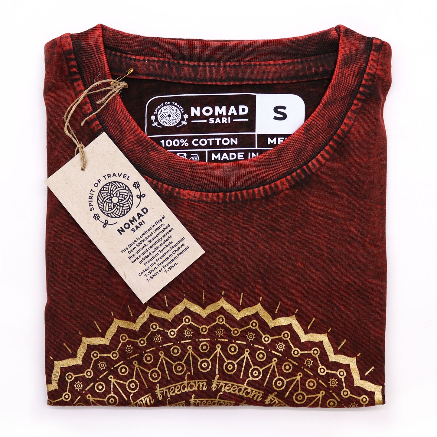 Kleines Nomad Sari T-Shirt – Mandala – Granatrot