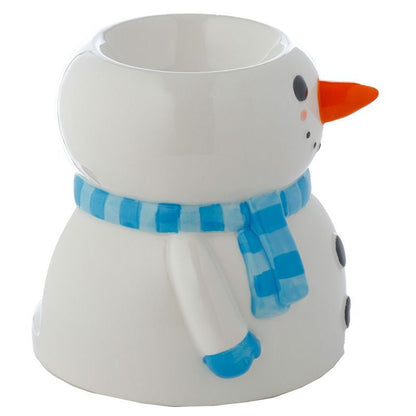 Quemador de aceite cerámico navideño con forma de muñeco de nieve