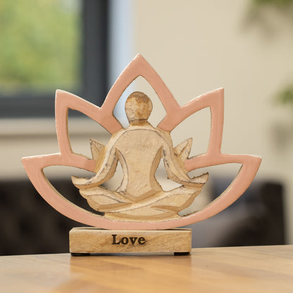 Yoga Mujer de Madera - Flor de Loto - Rosa empolvado - Amor