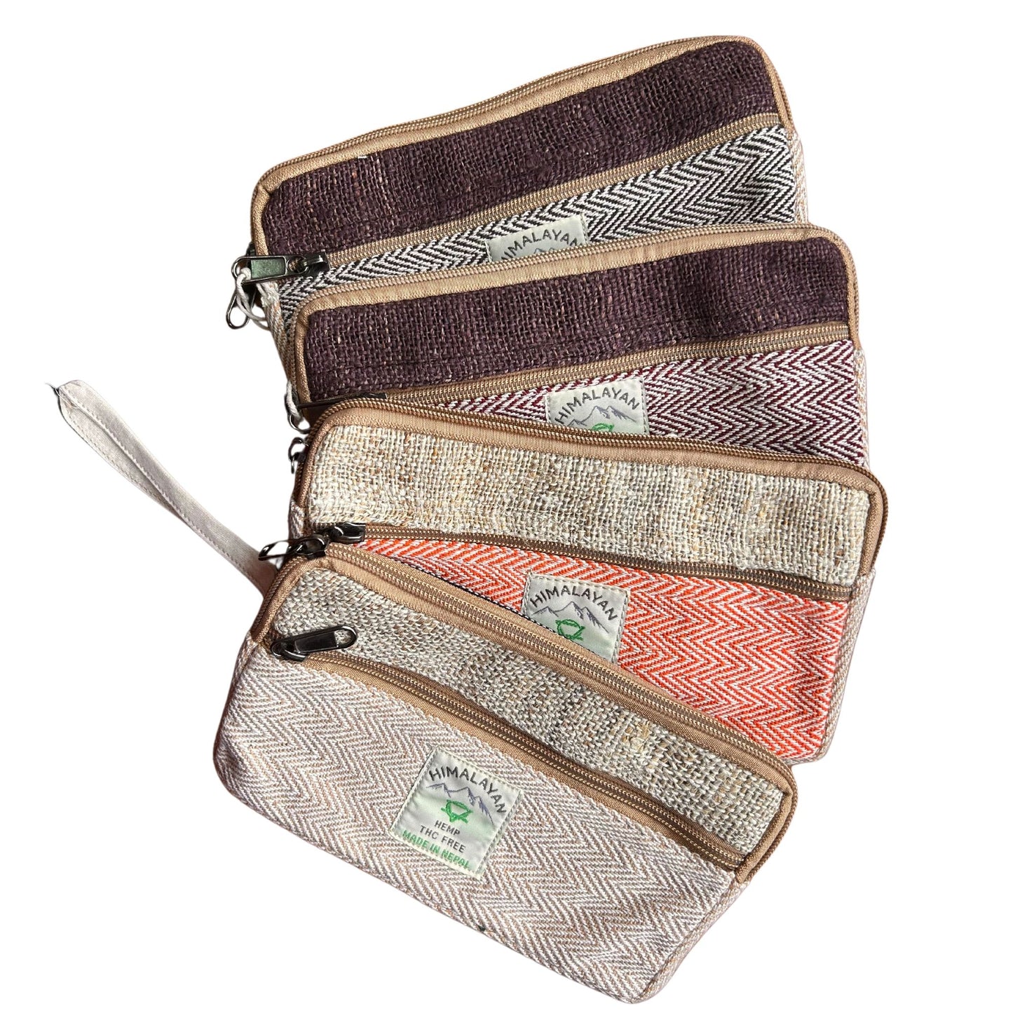 Handytasche mit Reißverschluss aus Hanf (sortiert)