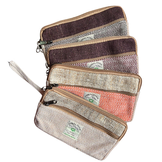 Handytasche mit Reißverschluss aus Hanf (sortiert)