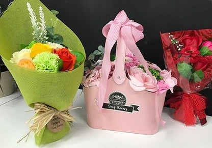 Savon panier bouquet de fleurs - orange
