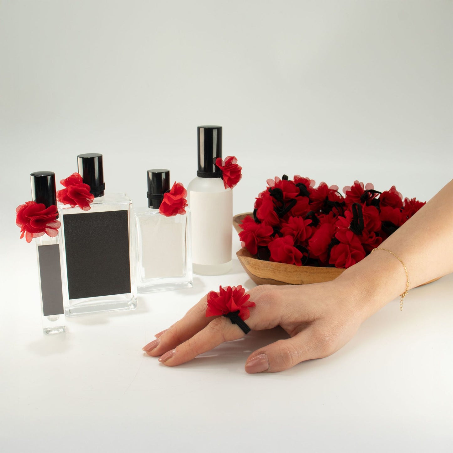 Anillo difusor de chiffón con fragancia – Rojo rosa