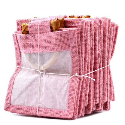 Bolsa de regalo de yute puro y algodón con ventana - 1 Ventana en Rosa