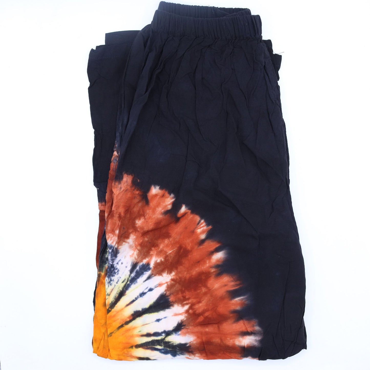 Pantalon de détente style japonais - chocolat noir et orange - M