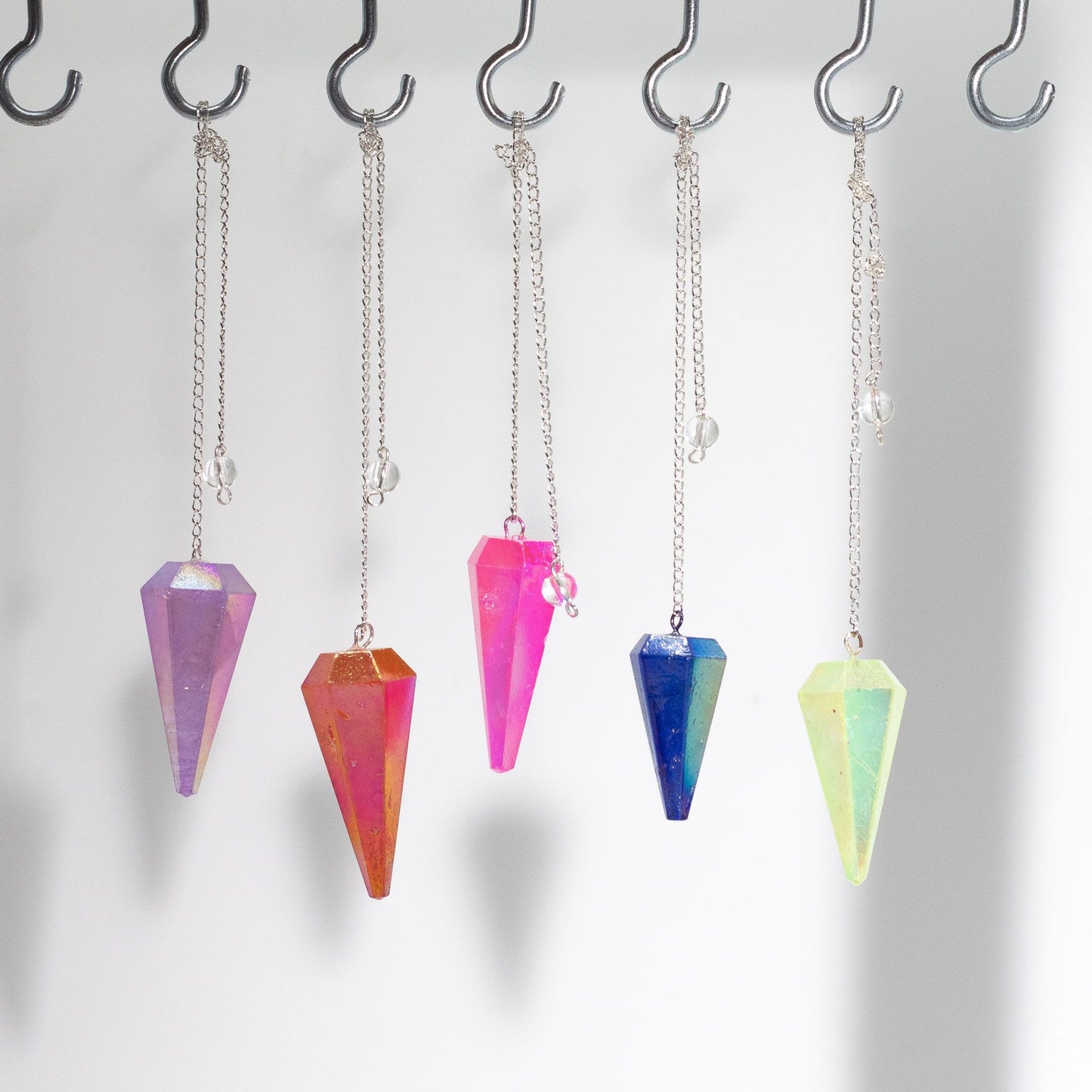 Sechsseitiges Pendel – Aurora Pink Kristall – 4 cm