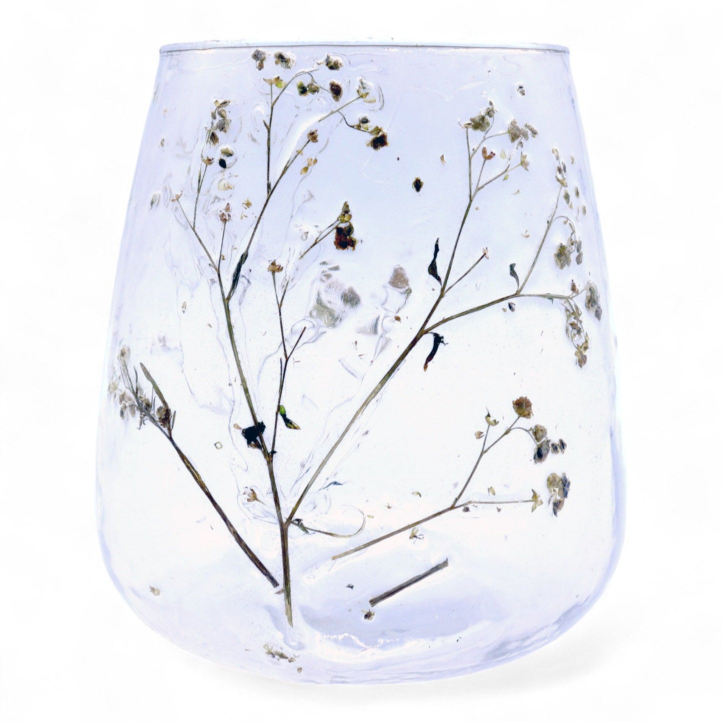 Natürlicher Kerzenhalter aus Glas mit Blumenmuster – Vase – Gänseblümchen – (12 x 11 cm)