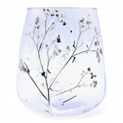 Bougeoir en verre floral naturel - Vase - Marguerite - (12x11cm)