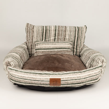 PAW Bed – Sofá pequeño – Rayas marrones – 50 × 50 × 26 cm