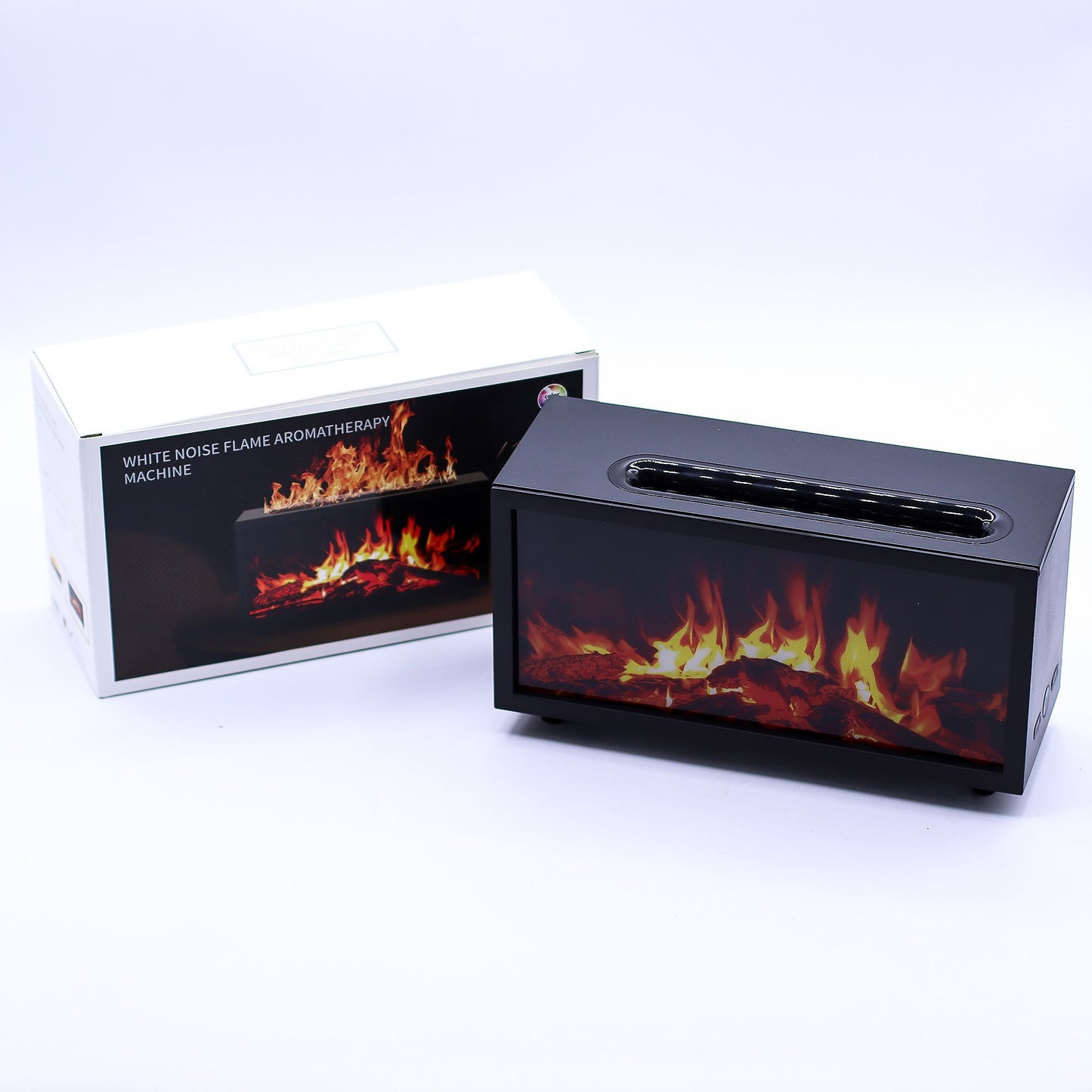 Aromadiffusor mit Flammeneffekt und Vogelgeräuschen – Schwarz, USB – Farbwechsel