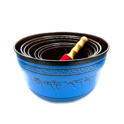 Ensemble de sept petits bols chantants tibétains chakra (14-22 cm)