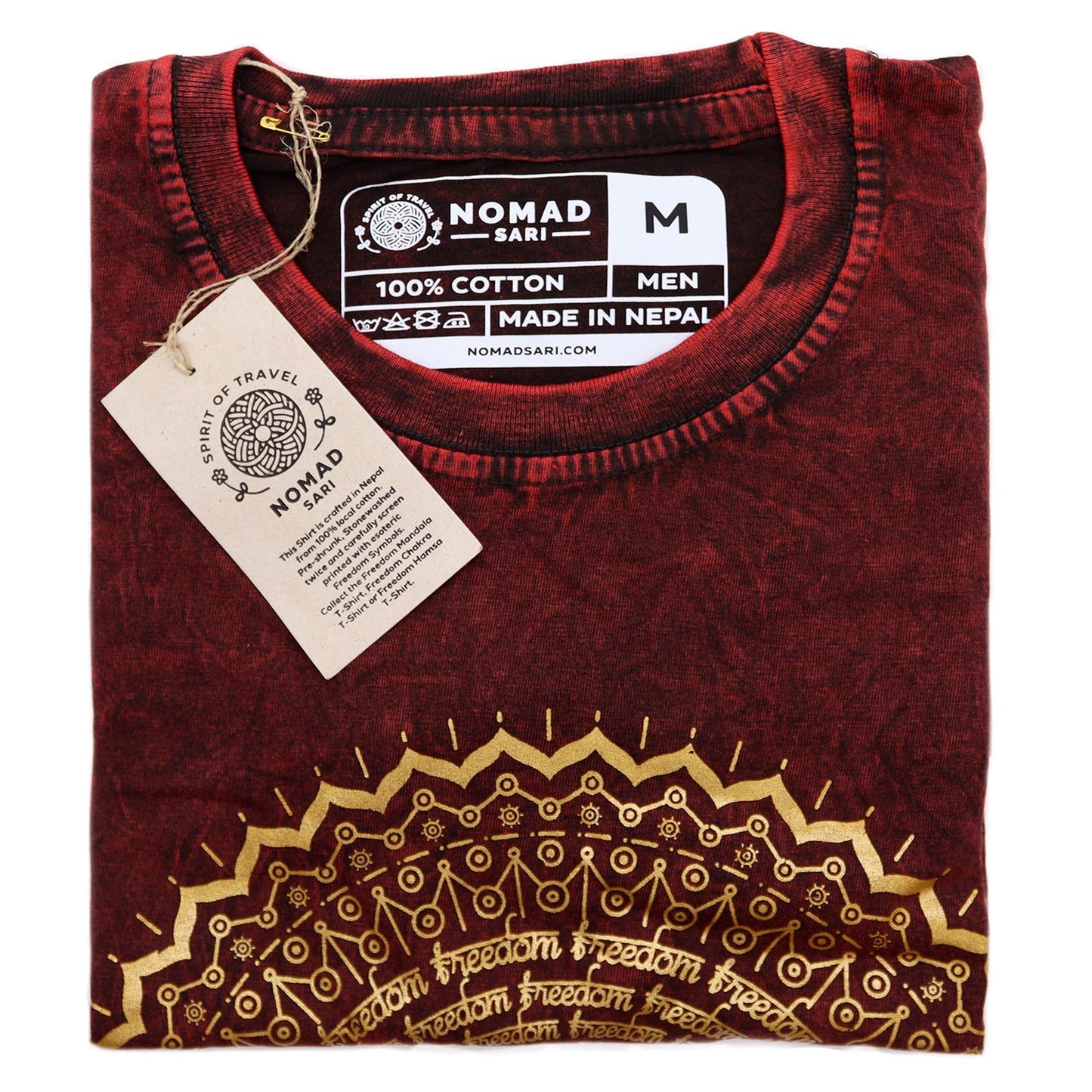 Kleines Nomad Sari T-Shirt – Mandala – Granatrot