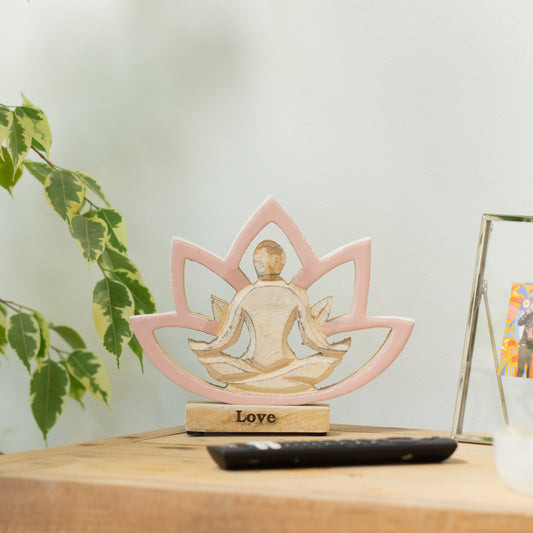 Yoga Mujer de Madera - Flor de Loto - Rosa empolvado - Amor