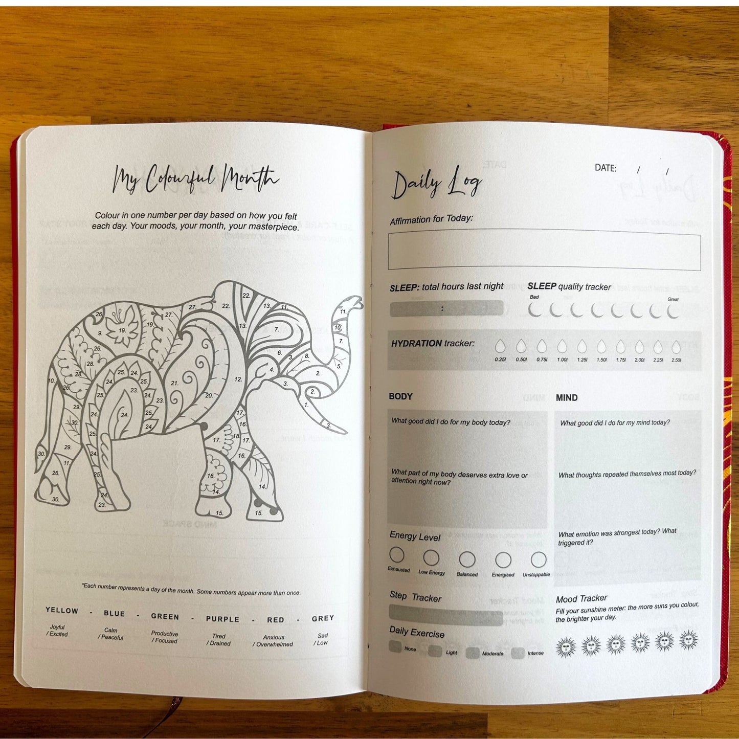 Weißes Wellness-Notizbuch – 120 Seiten – Lebensbaum in Roségold