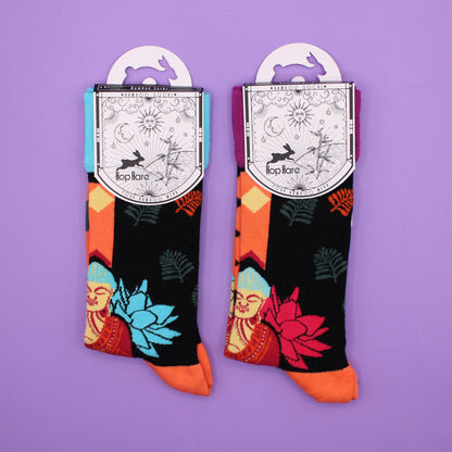 Calcetines de bambú Hop Hare (S/M) - Buda azul y loto