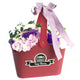 Bouquet de fleurs de savon en panier - Lilas
