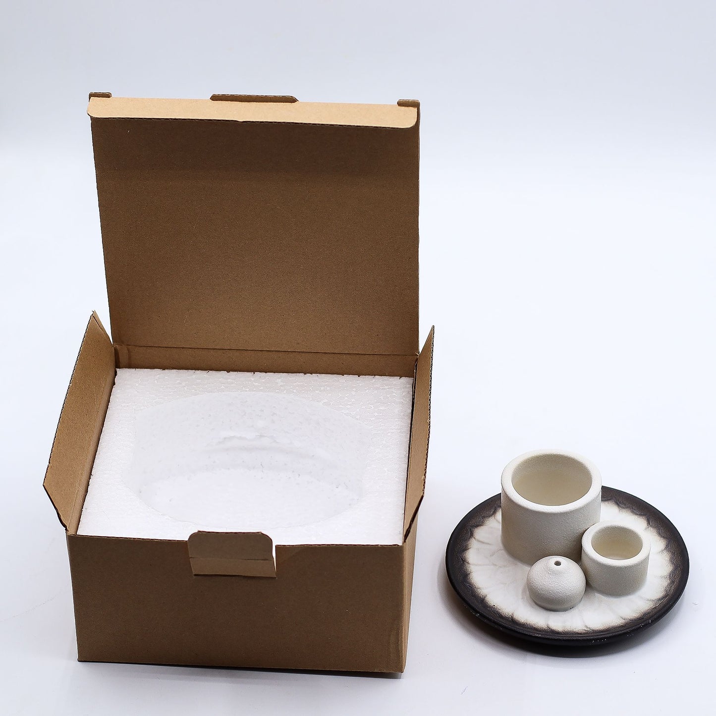 Palo Santo Zauberstab und Räucherhalter - Mandala - Weiß und Grau