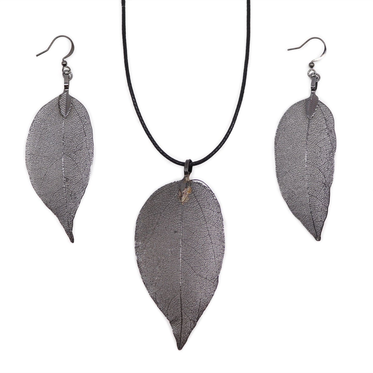 Conjunto Collar Aretes Hoja Peltre