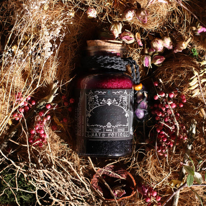 Potion de bain de sorcière antique et amulette en cristal d'améthyste - Séduction