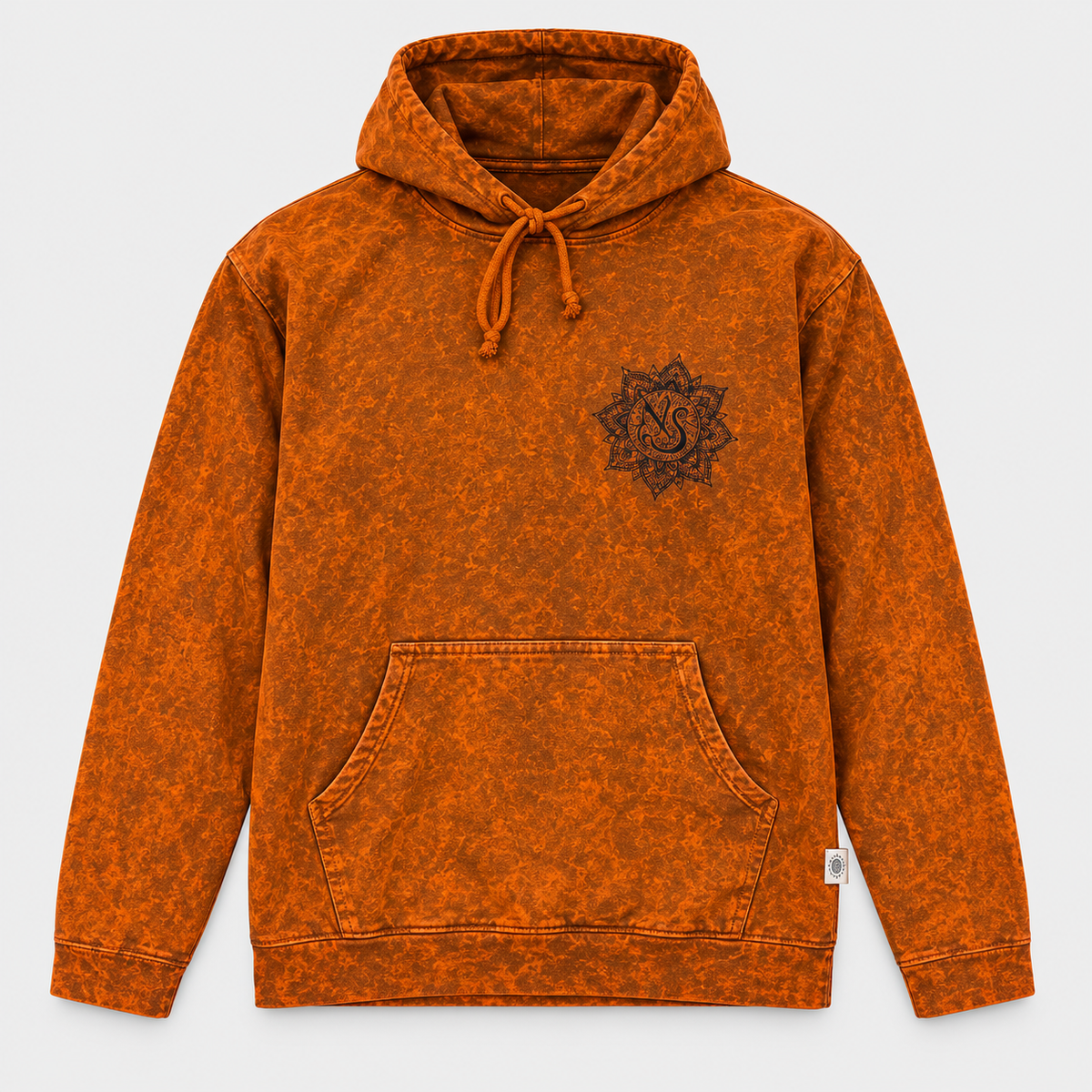 Camisa con capucha extragrande lavada a la piedra con bolsillo canguro - Naranja quemado