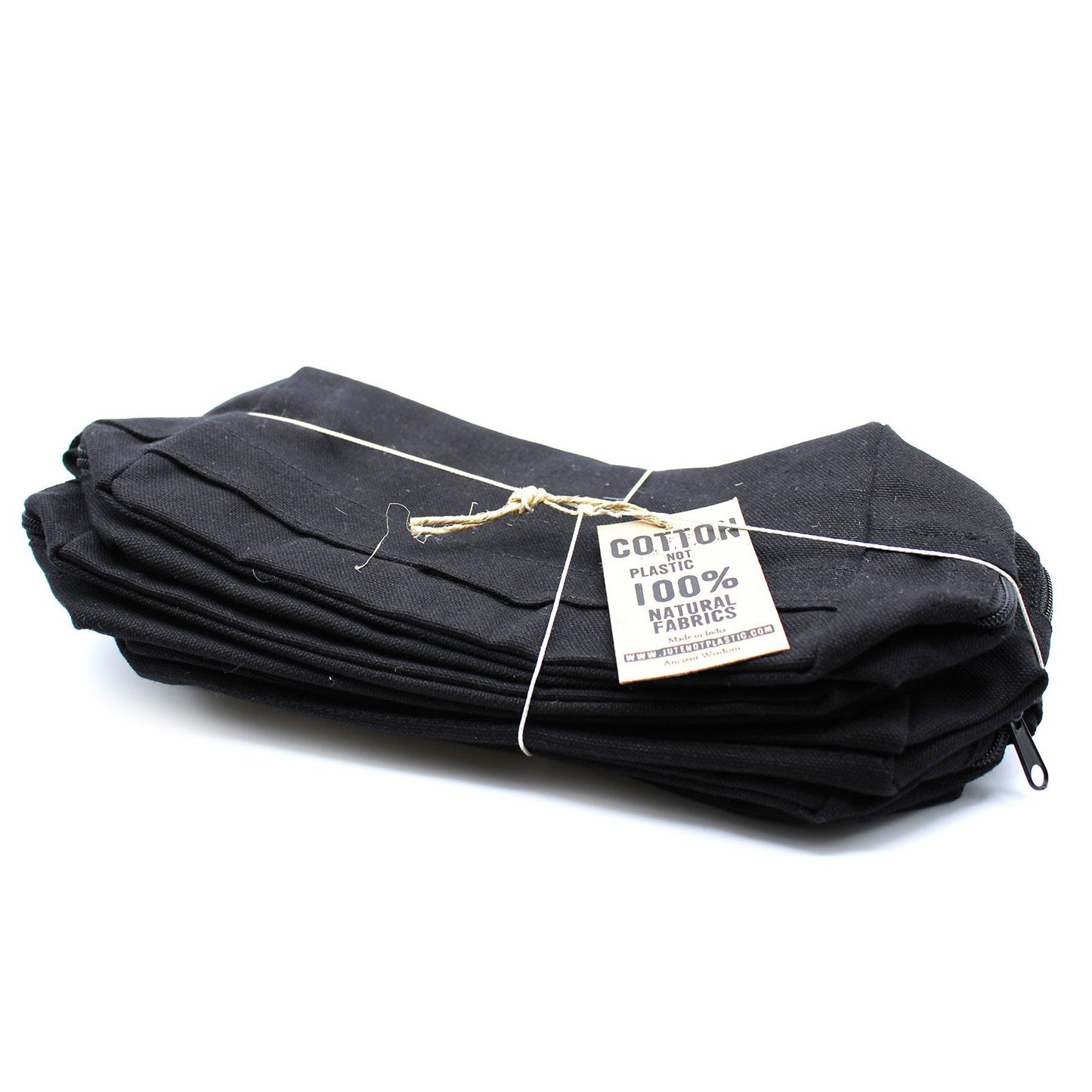 Trousse de toilette en coton noir 10 oz - carré classique