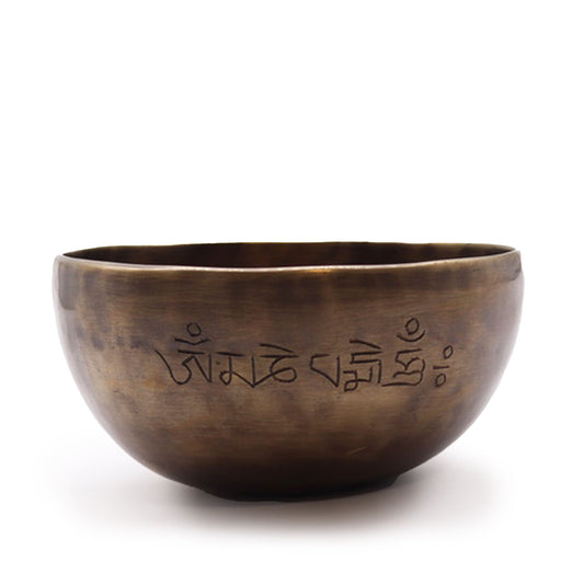 Mittlere indische tibetische Klangschale mit Mondphasen (ca. 750 g) - 15 cm