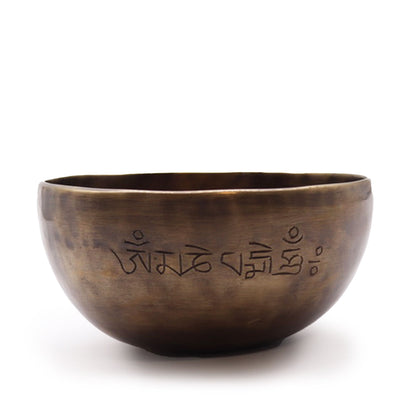 Mittlere indische tibetische Klangschale mit Mondphasen (ca. 750 g) - 15 cm