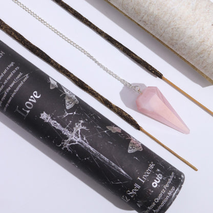 Encens ancien pour sorts de sorcière - Amour - Pendule en quartz rose