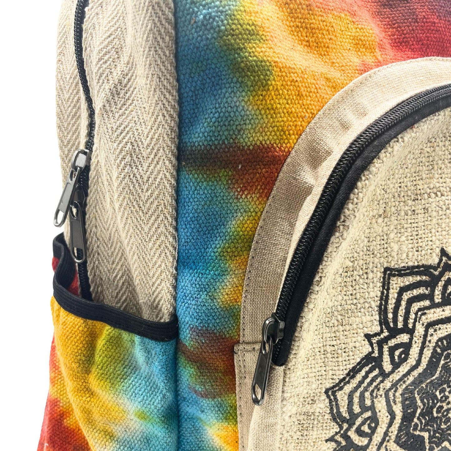 Großer Batik-Hanfrucksack - Mandala