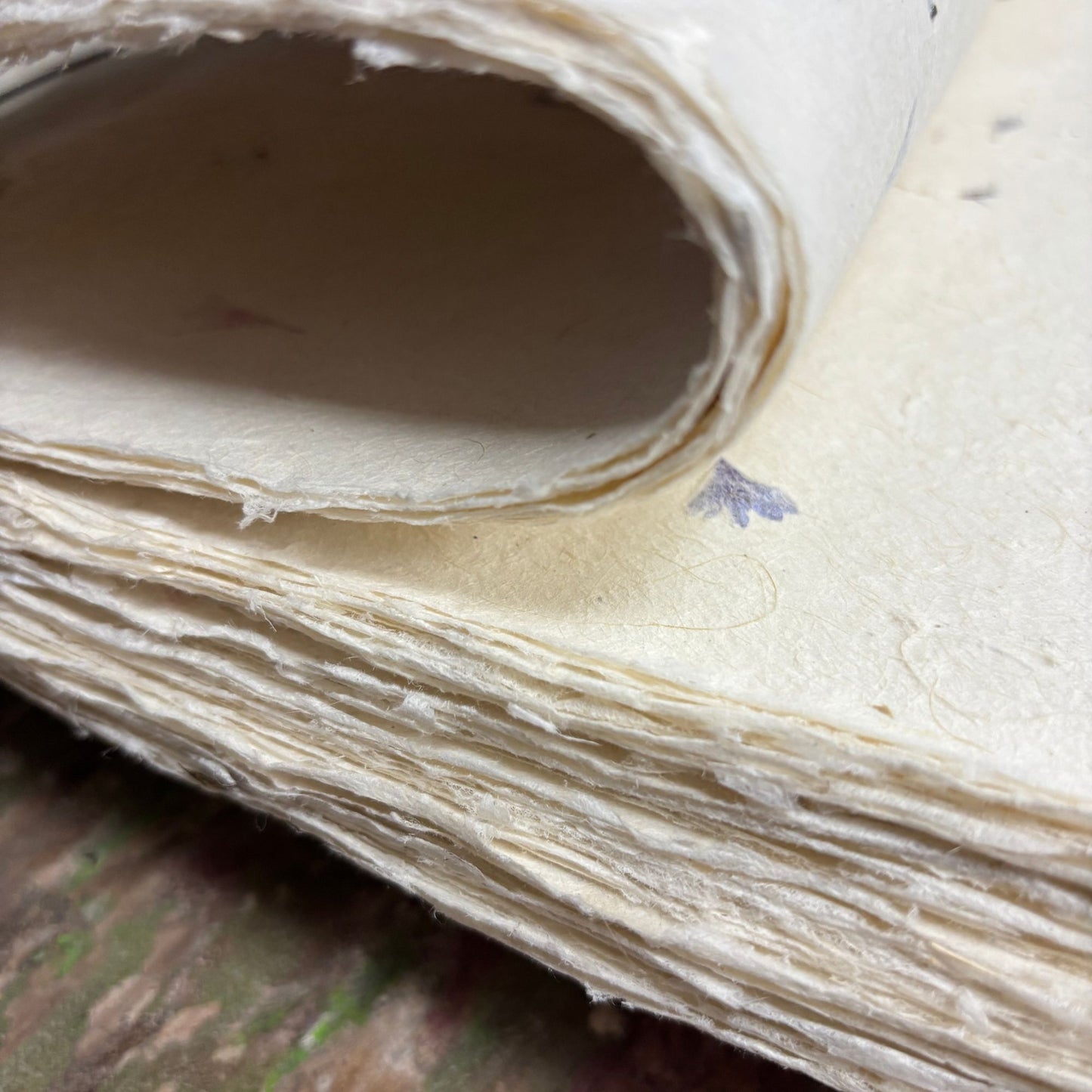 Papier cadeau fait main Lokta - Bleuet