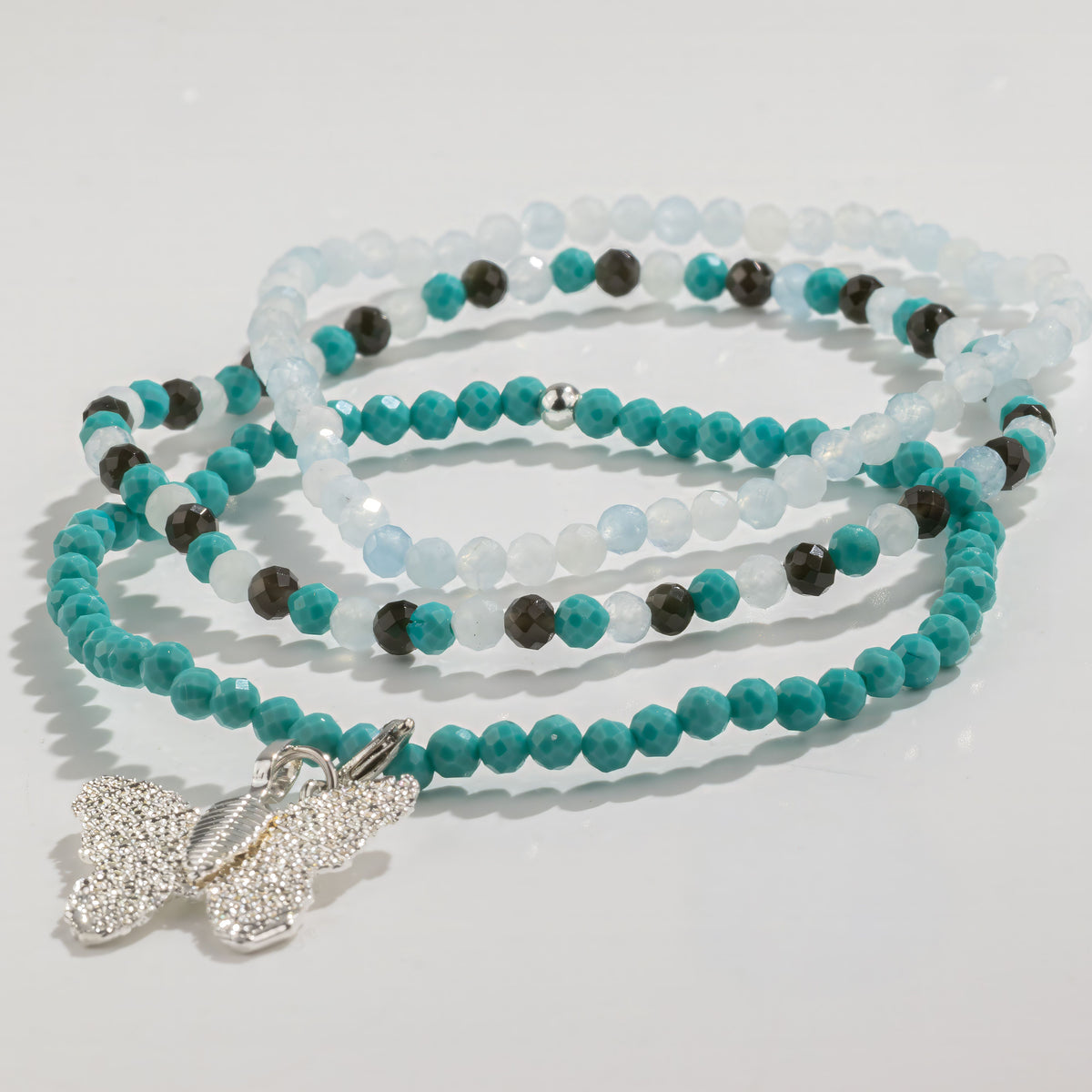 Conjunto de pulseras de gemas con Espíritu de Ninfa - Océano sin fin