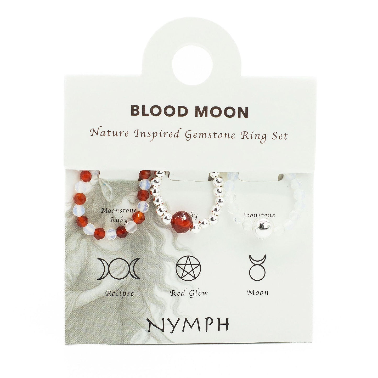 Set Nymphen-Edelsteinringe – Blutmond
