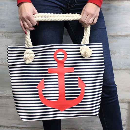 Shopper-Tasche mit Seilhenkel - Flamingo in Lagune