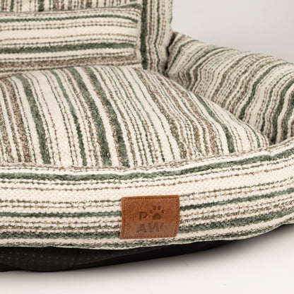 PAW Bed – Sofá pequeño – Rayas marrones – 50 × 50 × 26 cm