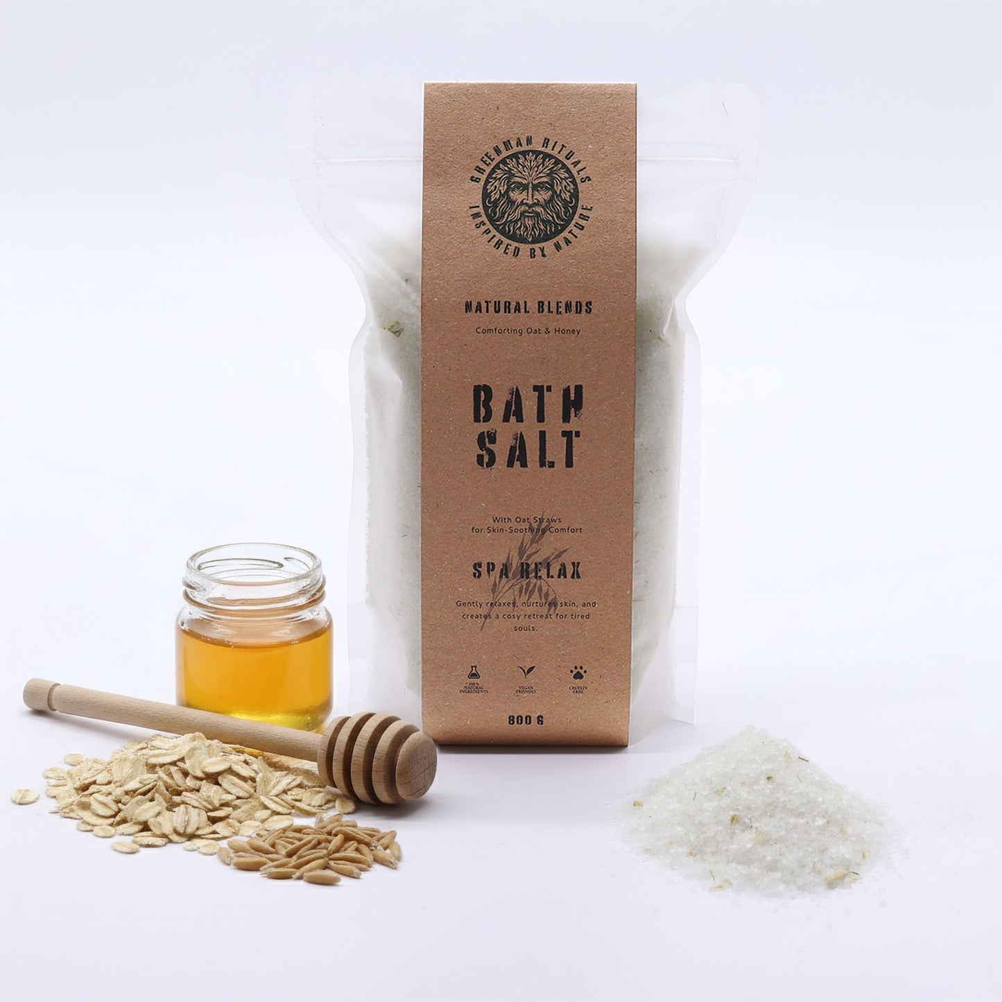 Sels de bain d'Epsom Greenman Rituals à l'avoine et au miel – Mélange spa relaxant