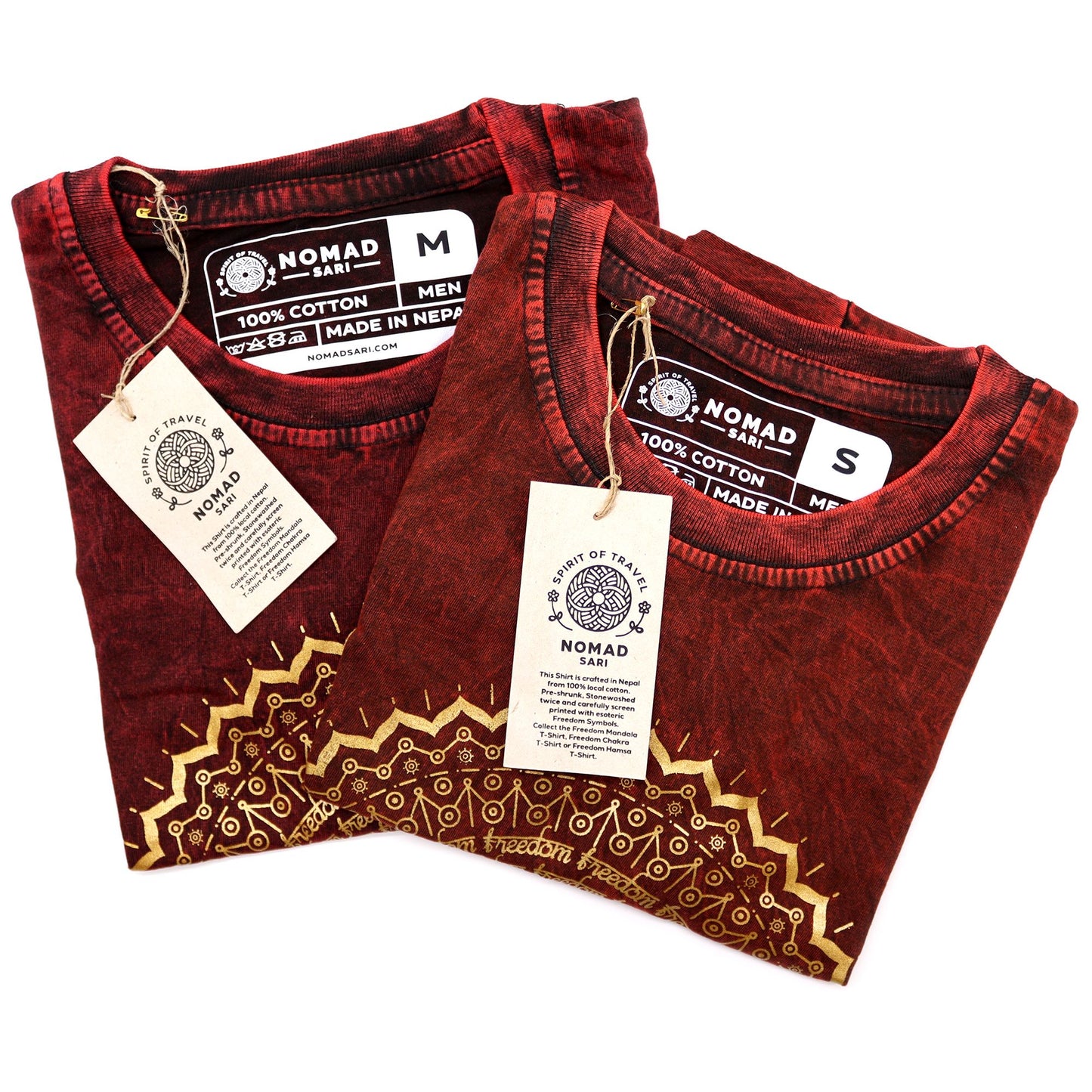 Kleines Nomad Sari T-Shirt – Mandala – Granatrot