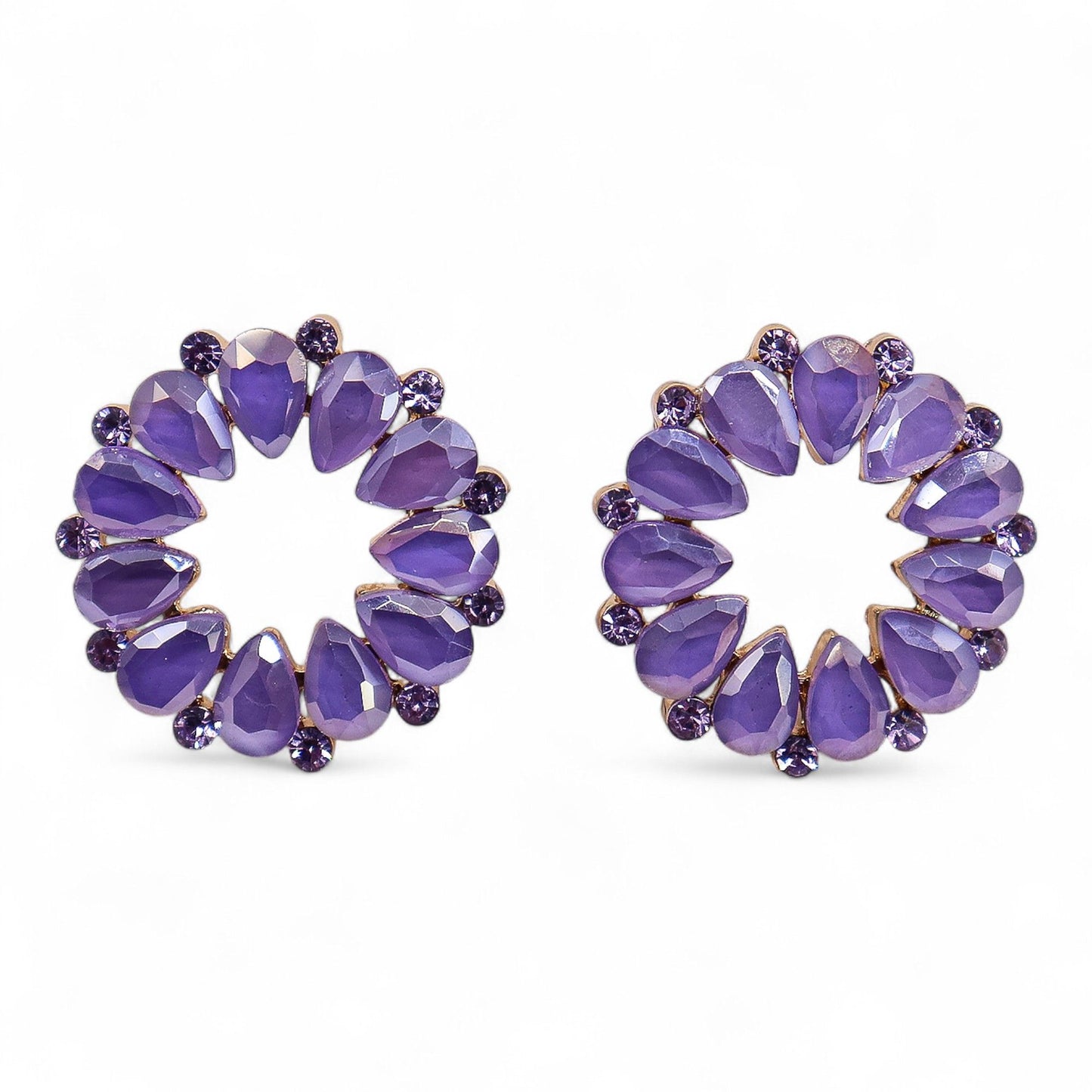Lavanda - Vidrio Vintage - Aro - Pendientes