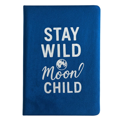 Carnet en velours bleu foncé - 80 pages - Reste sauvage, enfant de la lune