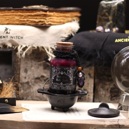 Potion de bain de sorcière antique et amulette en cristal d'améthyste - Séduction