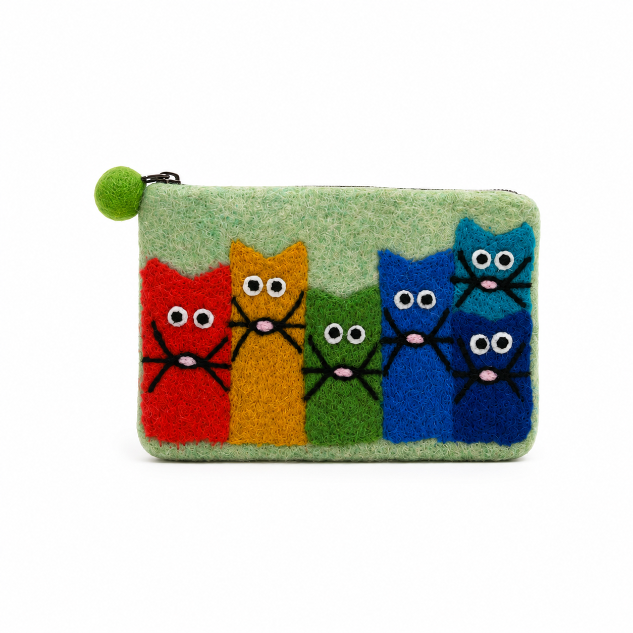 Grupo de Gatos Curiosos Monedero de fieltro - (3 colores surtidos)