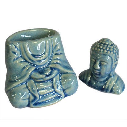 Quemador de Aceite Buda Sentado Azul