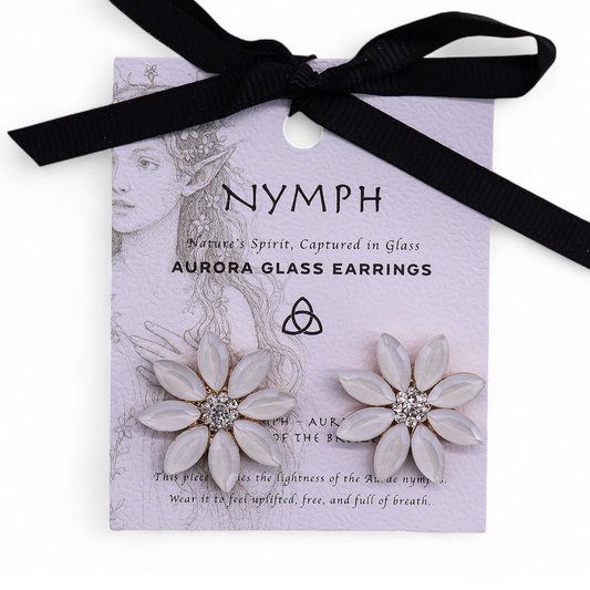 Perla - Vidrio vintage - Flores - Pendientes