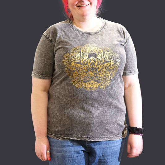 Nomad Sari Oversized T-Shirt – Hamsa – Dunkelgrau