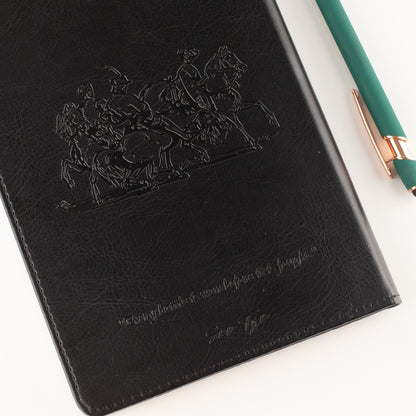 Cuaderno de intenciones tamaño A5 - Pantalla LCD que se limpia - Efecto cuero negro - 80 hojas