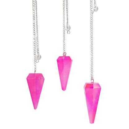 Sechsseitiges Pendel – Aurora Pink Kristall – 4 cm