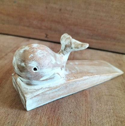 Tope de puerta tallado a mano - Ballena