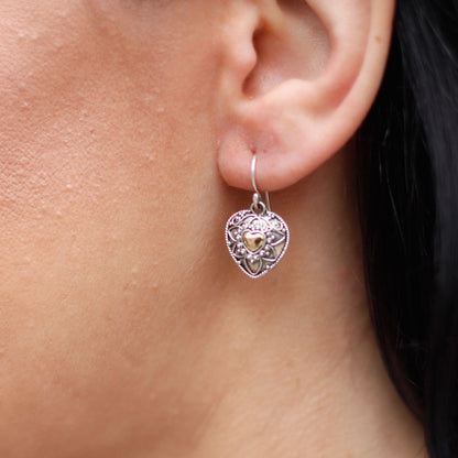 Pendientes Plata y Oro Corazones Mandala