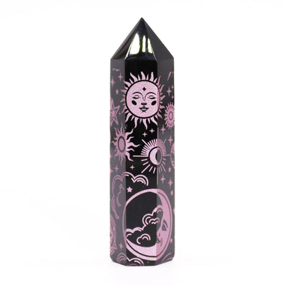 Pointes d'obsidienne noire (environ 60-70 g, 9 cm) - Histoire mystique - Rose